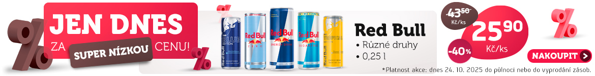 Jen dnes: Energetický nápoj Red Bull za 25,90 Kč