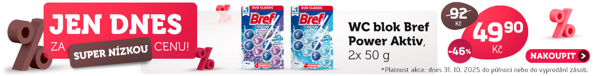Jen dnes: WC blok Bref Power Aktiv za 49,90 Kč