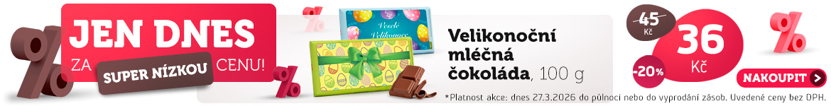 Jen dnes: Velikonoční mléčná čokoláda jen za 36 Kč