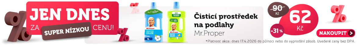 Jen dnes: Čisticí prostředek na podlahy Mr.Proper jen za 62 Kč