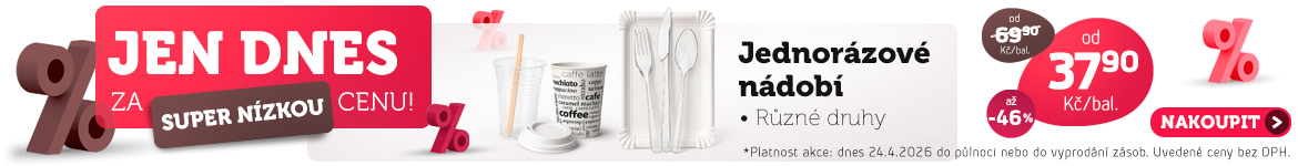 Jen dnes: Jednorázové nádobí  jen od 37,90 Kč/balení