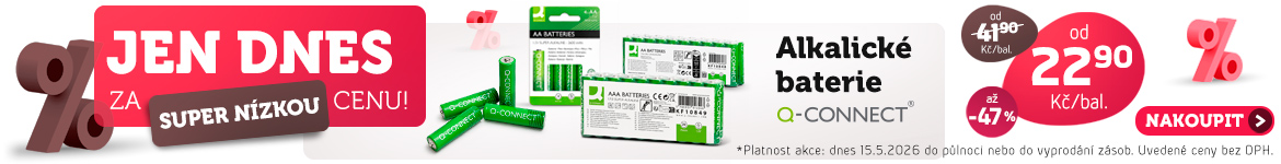 Jen dnes: Alkalické baterie Q-Connect od 22,90 Kč/balení